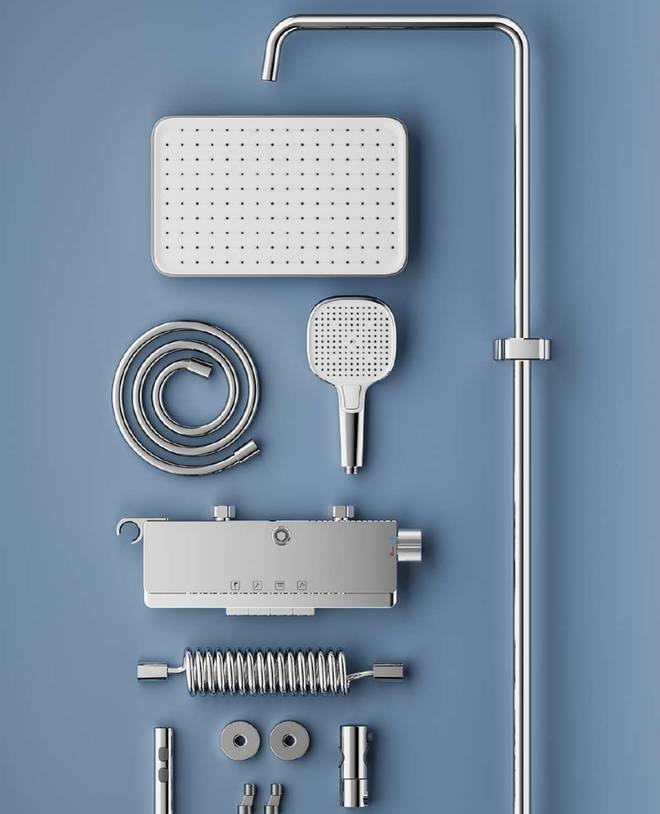 All accessories of the shower set